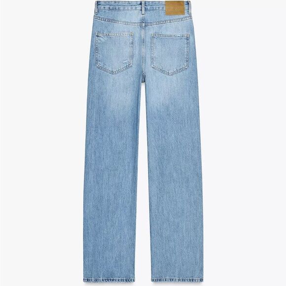 ZARA ZW COLLECTION MID-RISE RIPPED STRAIGHT JEANS - Picture 6 of 7